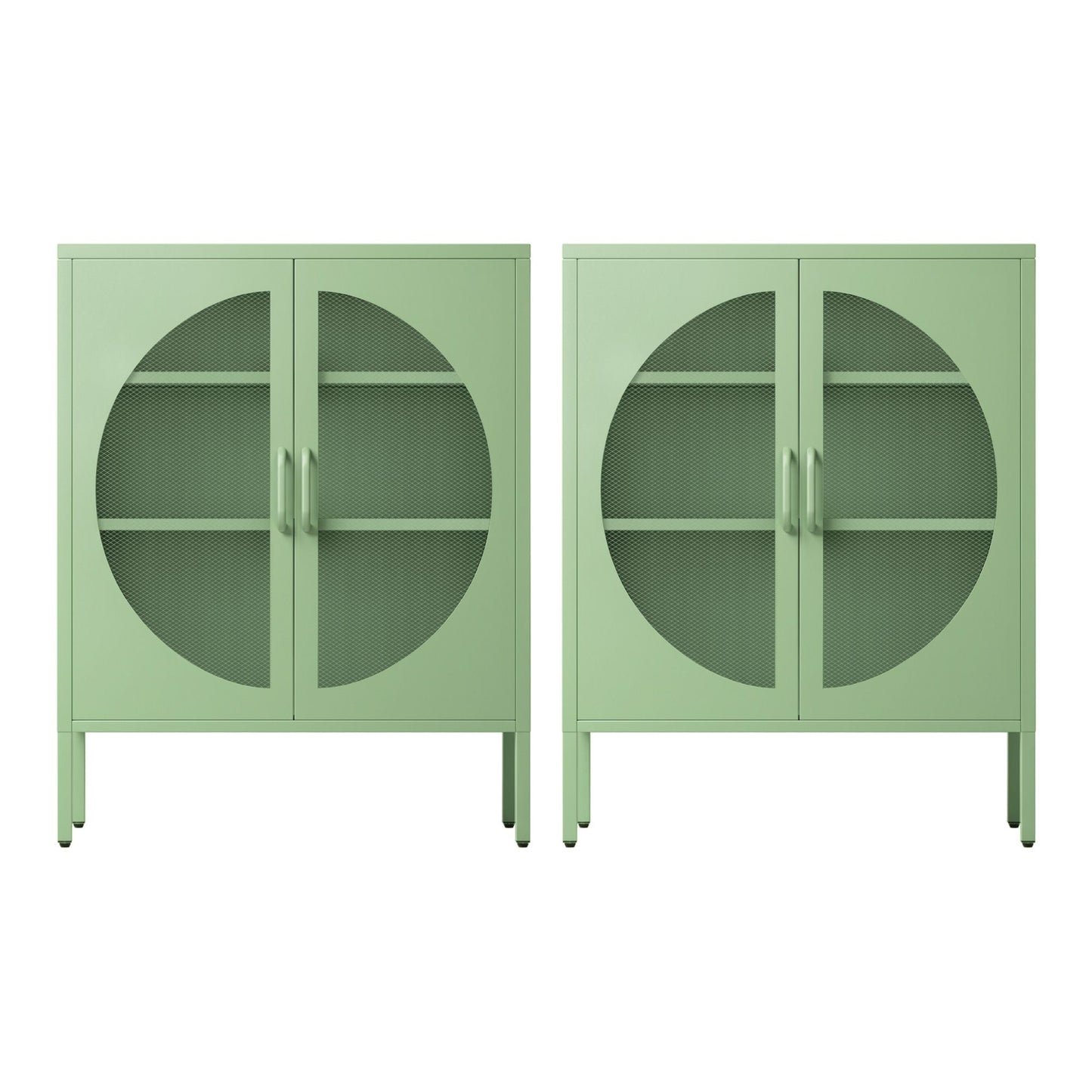 Artiss 2x Buffet Sideboard Cabinet ELSA Cupboard Storage Mesh Doors Metal Green