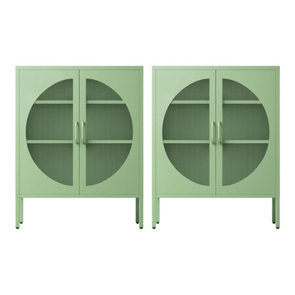 Artiss 2x Buffet Sideboard Cabinet ELSA Cupboard Storage Mesh Doors Metal Green