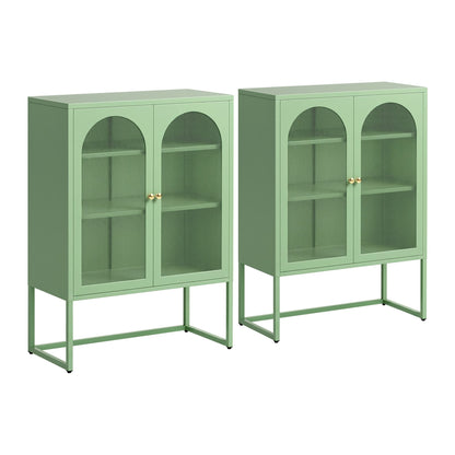 Artiss 2x Buffet Sideboard Cabinet ELMA Cupboard Storage Mesh Doors Metal Green