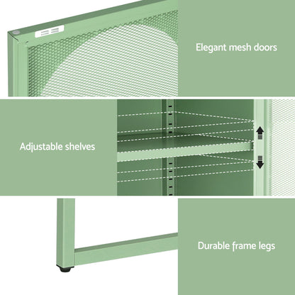Artiss 2x Buffet Sideboard Cabinet ELMA Cupboard Storage Mesh Doors Metal Green