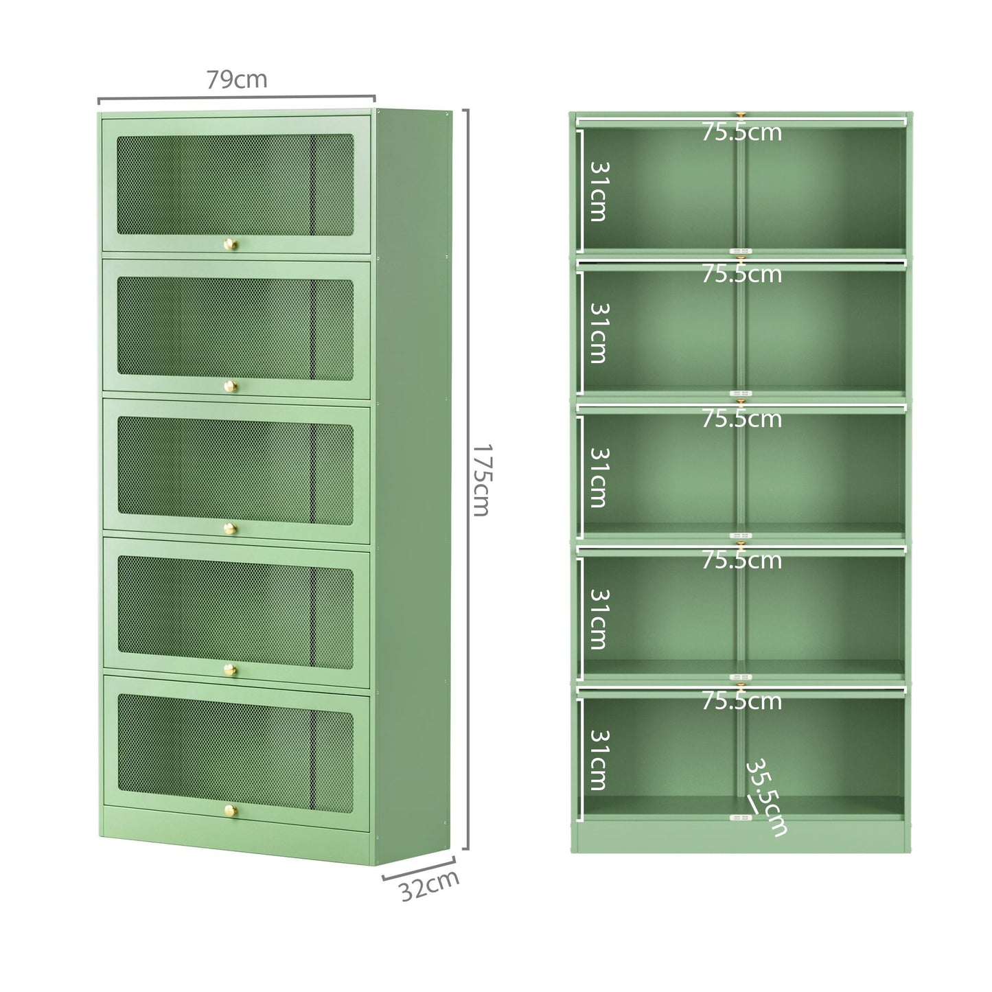 Artiss 2x Buffet Sideboard Cabinet Storage Cupboard Mesh Doors Metal ELIA Green