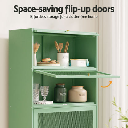 Artiss 2x Buffet Sideboard Cabinet Storage Cupboard Mesh Doors Metal ELIA Green