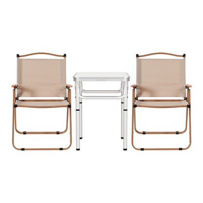 Weisshorn 3pc Camping Table Chair Set Outdoor Folding Aluminium Portable Picnic