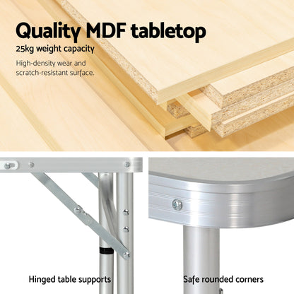 Weisshorn 3pc Camping Table Chair Set Outdoor Folding Aluminium Portable Picnic