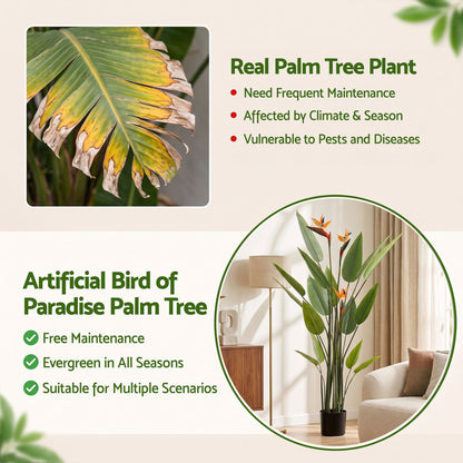 Artiss 150cm Artificial Bird of Paradise Plant with Flowers Realistic Leaves for Home Office Decor