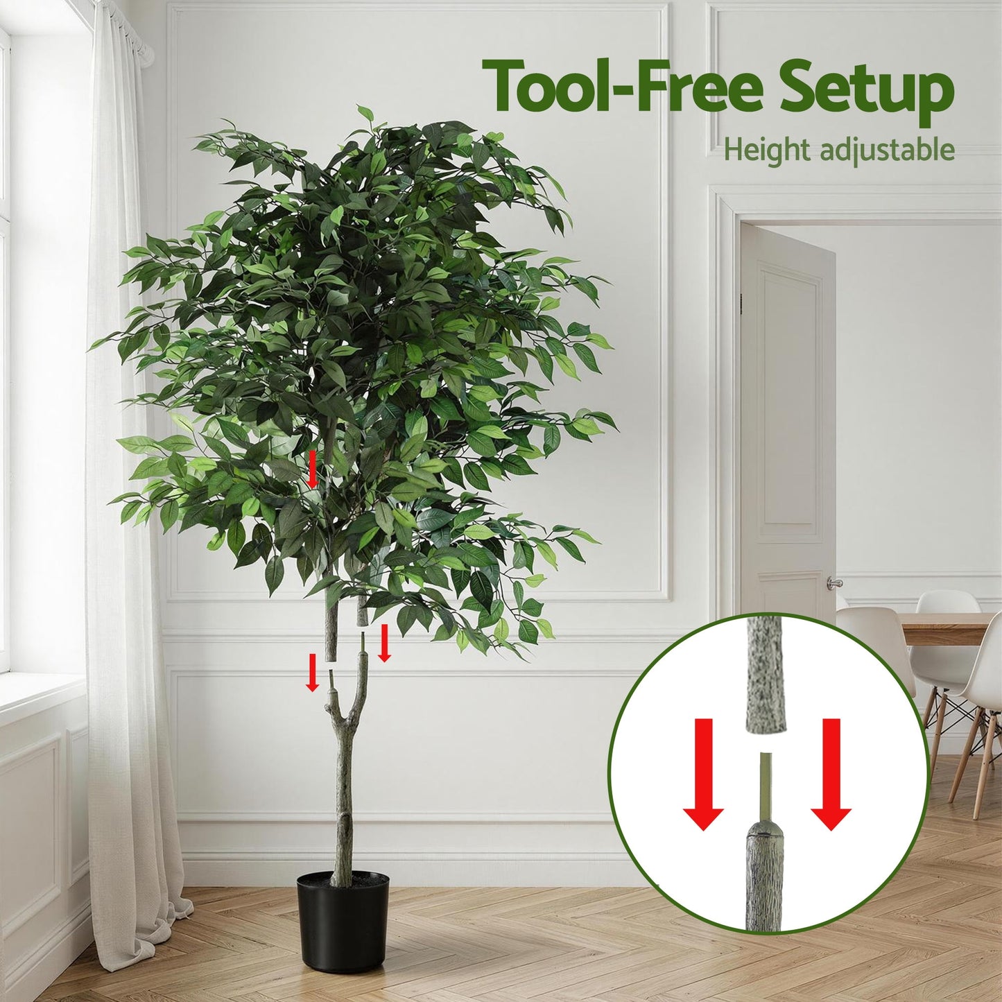 Artiss 180cm Artificial Ficus Tree Faux Trees Indoor Decor Artificial Plants Lifelike Plant 1.8M