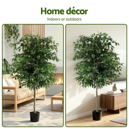 Artiss 180cm Artificial Ficus Tree Faux Trees Indoor Decor Artificial Plants Lifelike Plant 1.8M