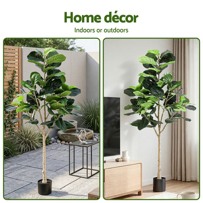 Artiss 180cm Artificial Fiddle Tree Faux Trees Indoor Decor Artificial Plants Lifelike Plant 1.8M