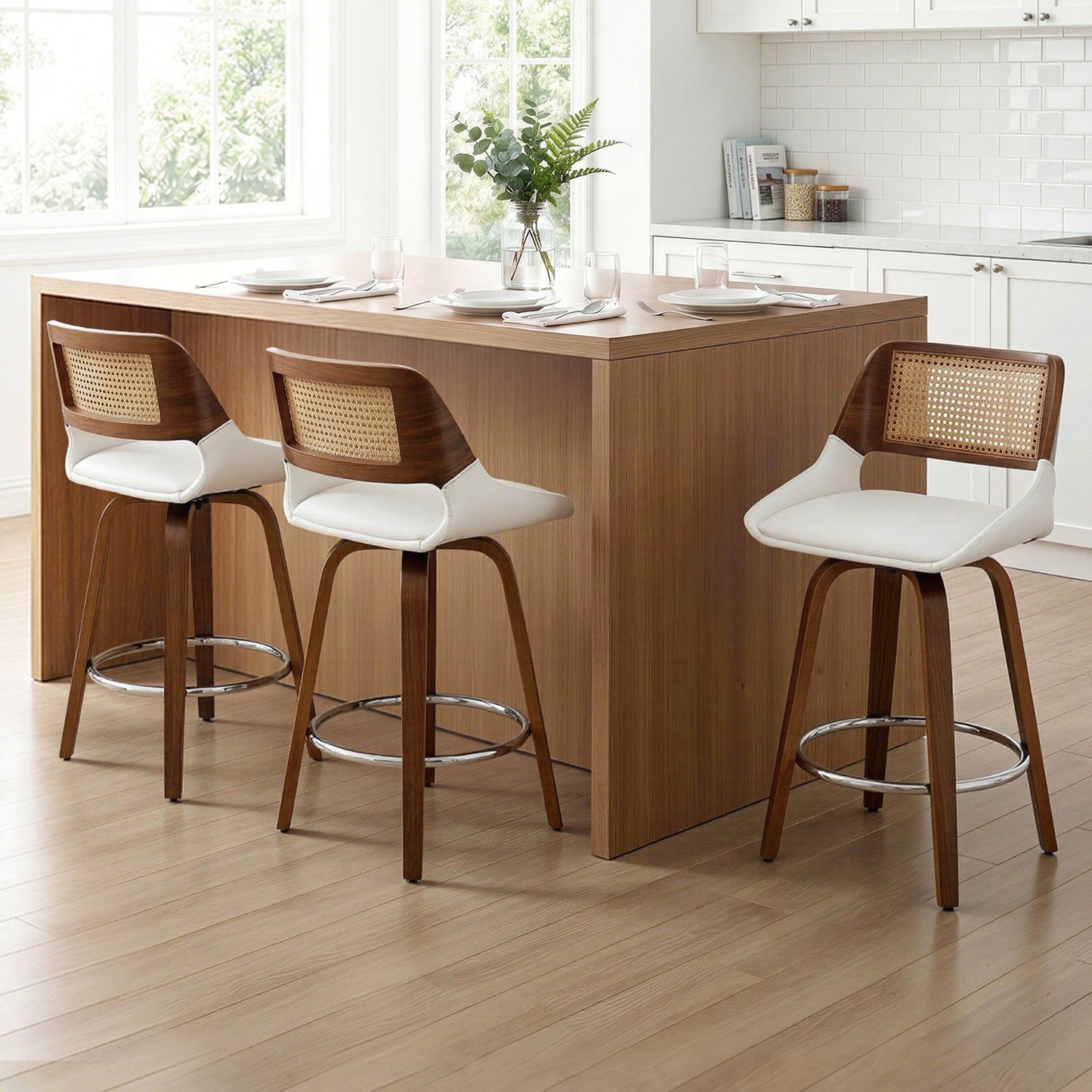 Artiss Wooden Bar Stools Set of 3 Swivel Kitchen Counter Stool Chair 60cm Seat Height
