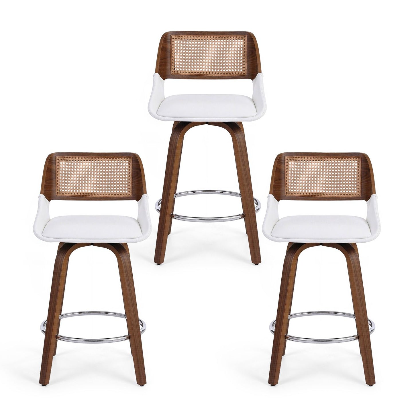 Artiss Wooden Bar Stools Set of 3 Swivel Kitchen Counter Stool Chair 60cm Seat Height