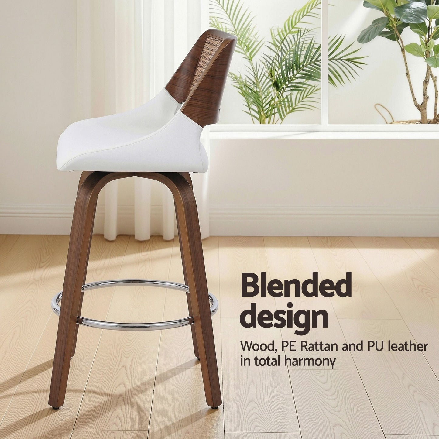 Artiss Wooden Bar Stools Set of 3 Swivel Kitchen Counter Stool Chair 60cm Seat Height