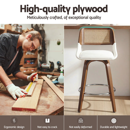 Artiss Wooden Bar Stools Set of 3 Swivel Kitchen Counter Stool Chair 60cm Seat Height