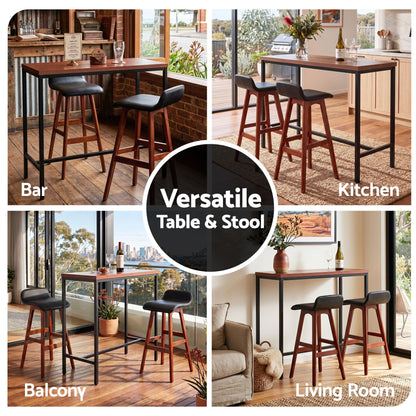 Artiss 3Pcs Bar Table and Stools Set Dining Desk Kitchen Chairs Cafe Pub Wood