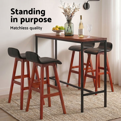 Artiss 5Pcs Bar Table and Stools Set Dining Desk Kitchen Chairs Cafe Pub Wood