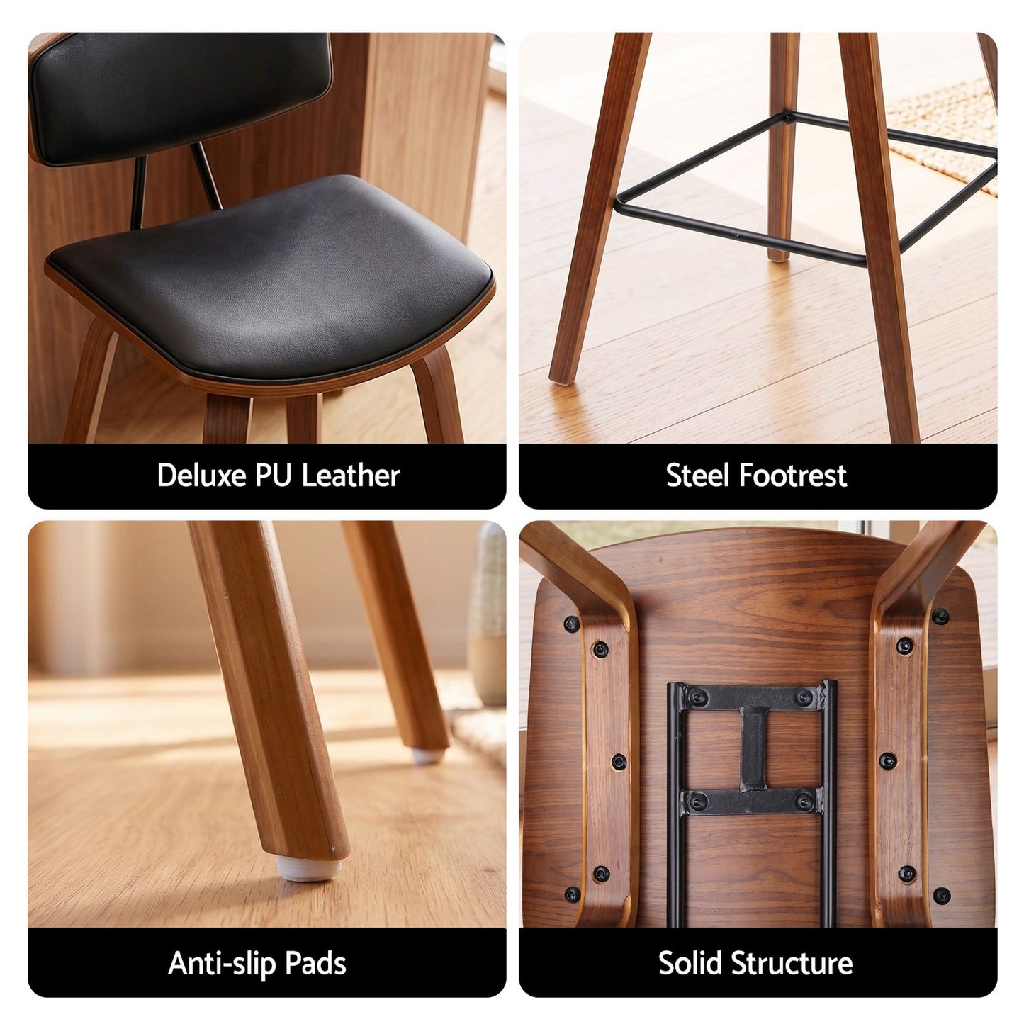 Artiss 3Pcs Bar Table and Stools Set Dining Table Solid Wood Kitchen Chairs Cafe Pub