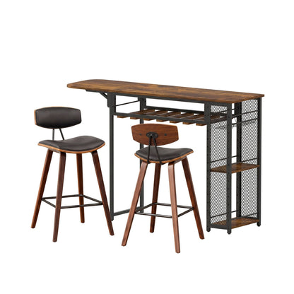 Artiss 3PCS Bar Table and Stools Set Dining Table Solid Wood Kitchen Chairs Cafe Pub