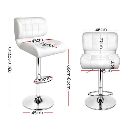 Artiss 4x Bar Stools Gas Lift Leather Padded White