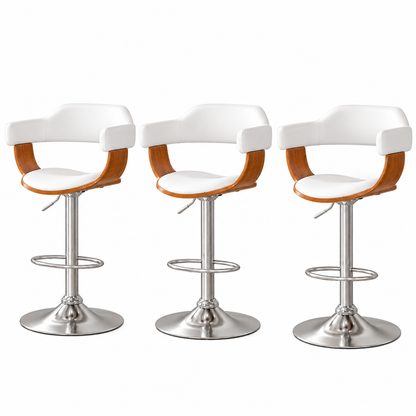 Artiss Bar Stools X3 Kitchen Counter Chair Gas Lift Swivel PU Selina White
