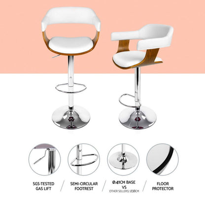 Artiss Bar Stools X3 Kitchen Counter Chair Gas Lift Swivel PU Selina White