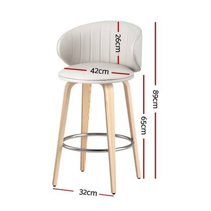 4x Artiss Bar Stools Dining Chairs Contoured Leather Wood Stool
