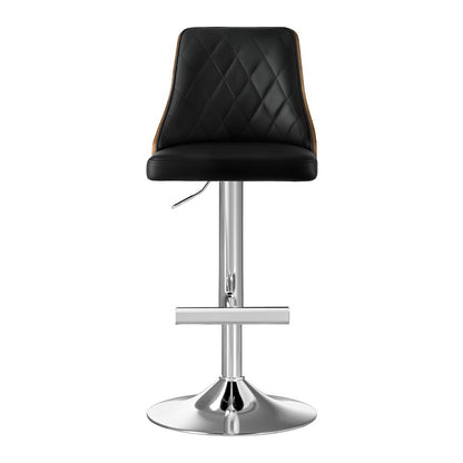 Artiss 4X Bar Stool Wood Swivel Adjustable Kitchen Counter Stool Leather Black