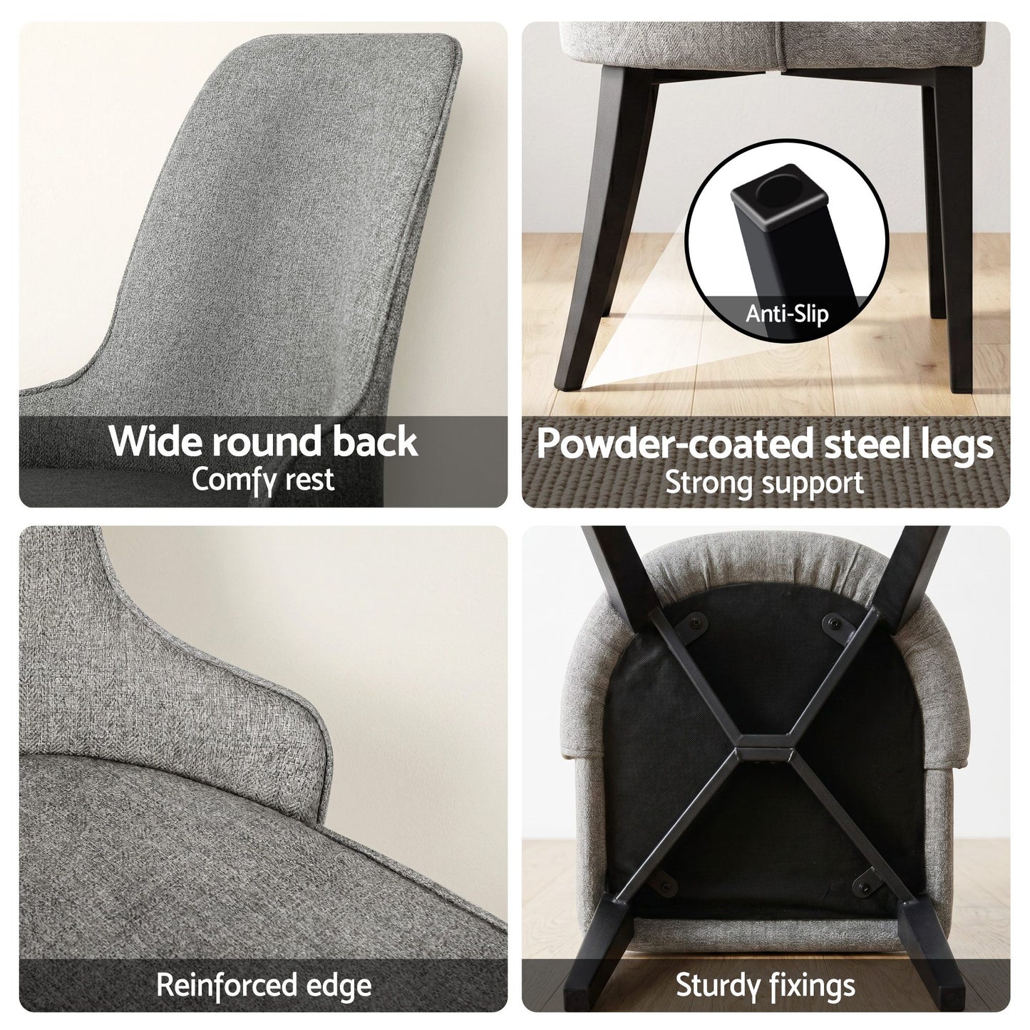 Artiss Dining Chairs Set of 6 Linen Fabric Grey