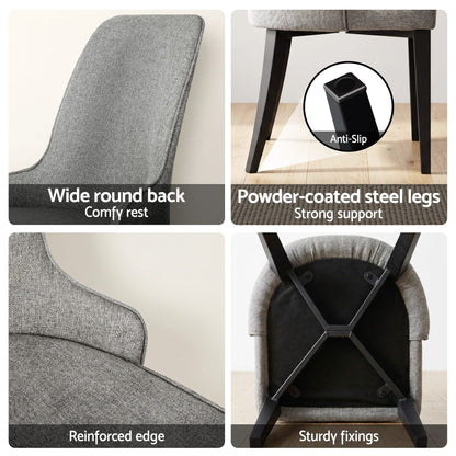 Artiss Dining Chairs Set of 6 Linen Fabric Grey
