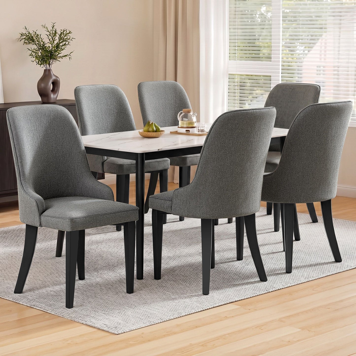 Artiss Dining Chairs Set of 6 Linen Fabric Grey