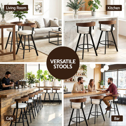 4x Artiss Bar Stools Swivel Kitchen Chairs Metal Legs Bentwood Counter White PU