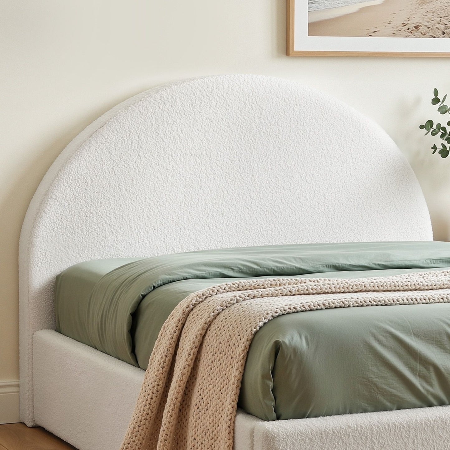 Artiss Double Size Headboard for Bed Frame Boucle Fabric No-Assembly Vacuum Compressed Soft Backrest with Removable Washable Cover 154cm Wide