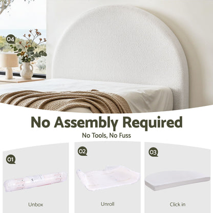 Artiss Double Size Headboard for Bed Frame Boucle Fabric No-Assembly Vacuum Compressed Soft Backrest with Removable Washable Cover 154cm Wide