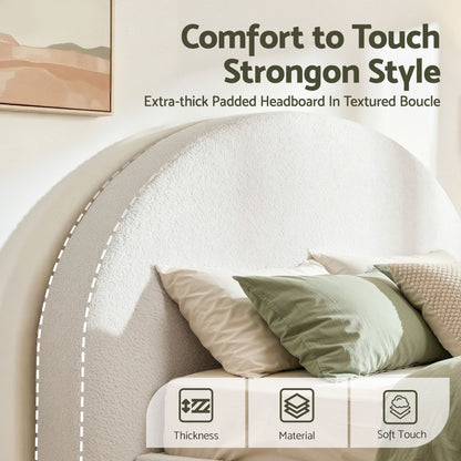 Artiss Double Size Headboard for Bed Frame Boucle Fabric No-Assembly Vacuum Compressed Soft Backrest with Removable Washable Cover 154cm Wide