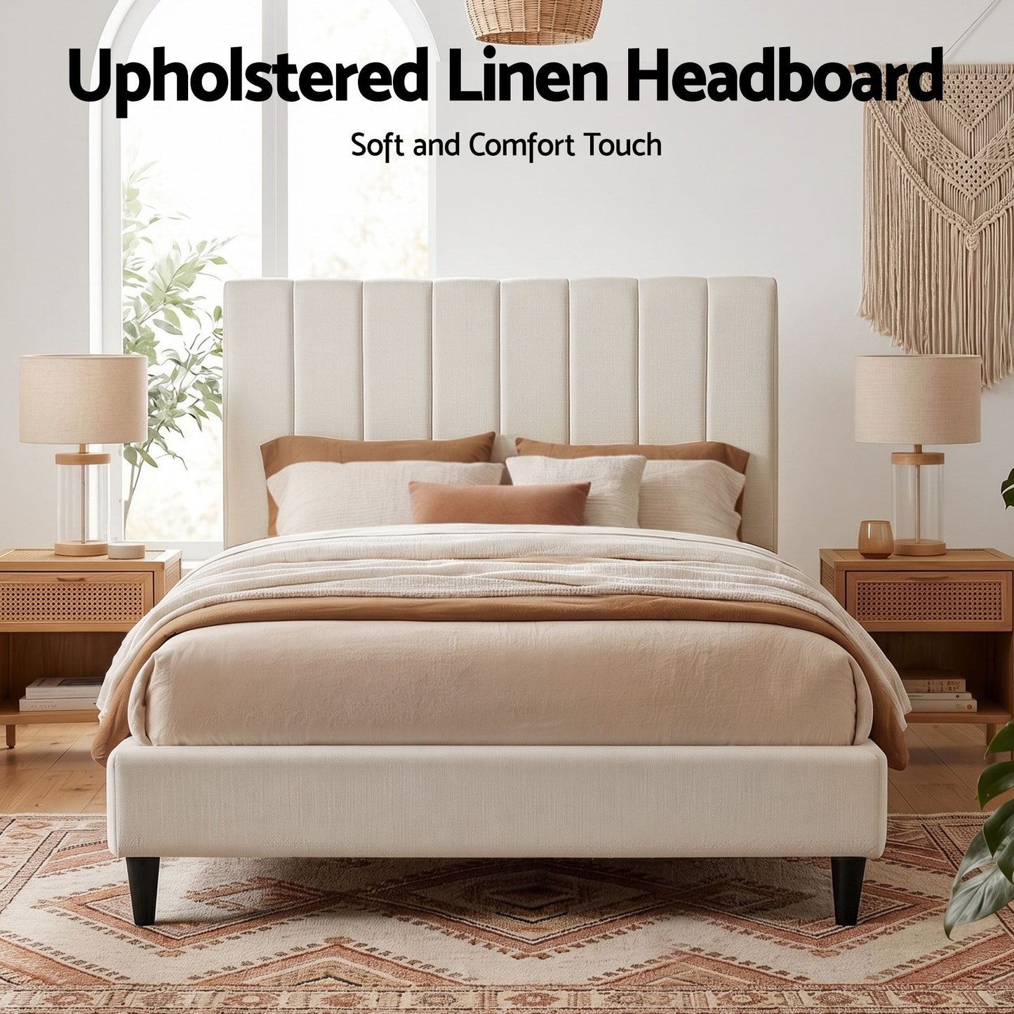 Artiss Bed Head Headboard Double Linen 137CM - Beige