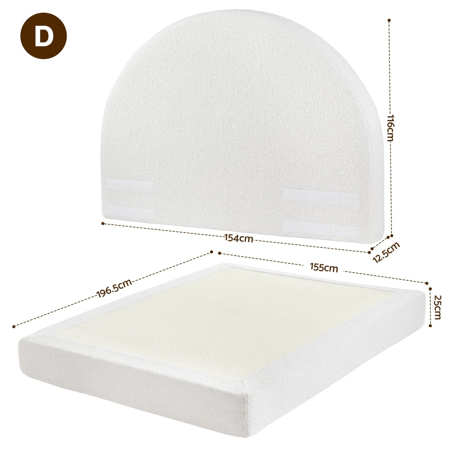 Artiss Double Bed Frame Boucle Fabric Vacuum Compressed Beds Removable Washable Cover No-Assembly