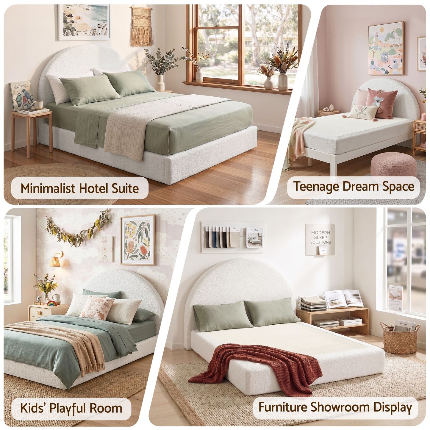 Artiss Double Bed Frame Boucle Fabric Vacuum Compressed Beds Removable Washable Cover No-Assembly