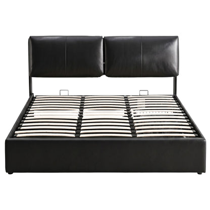 Artiss King Bed Frame Gas Lift Storage 3 Drawers Adjustable Headboard Platform Bed Black