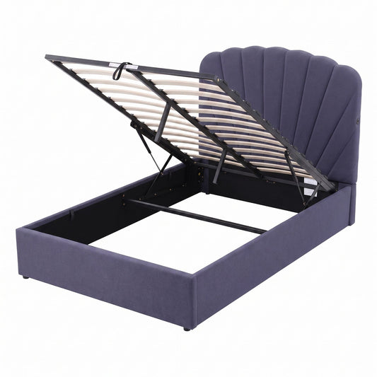 Artiss Double Bed Frame with Lift Up Storage and USB Ports Grey