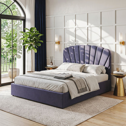 Artiss Double Bed Frame with Lift Up Storage and USB Ports Grey