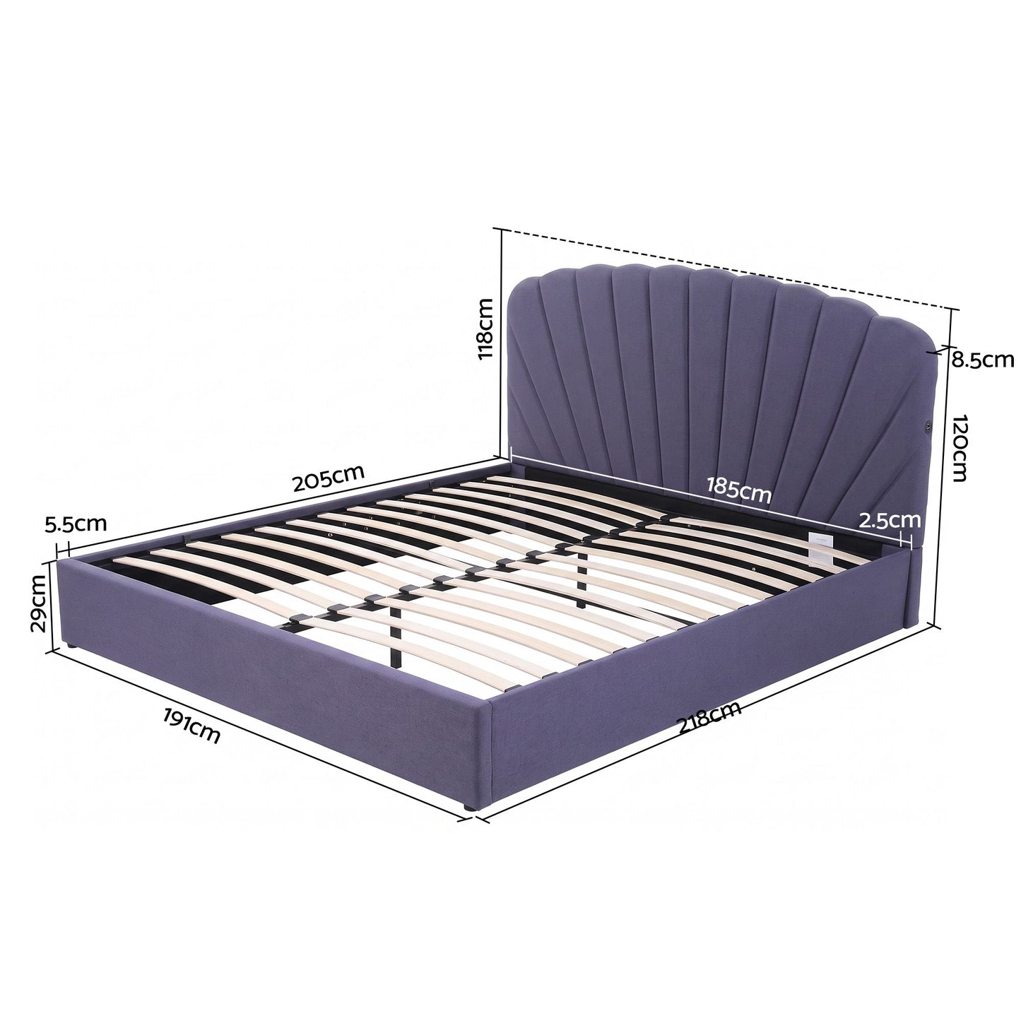 Artiss King Bed Frame with Lift Up Storage and USB Ports Grey