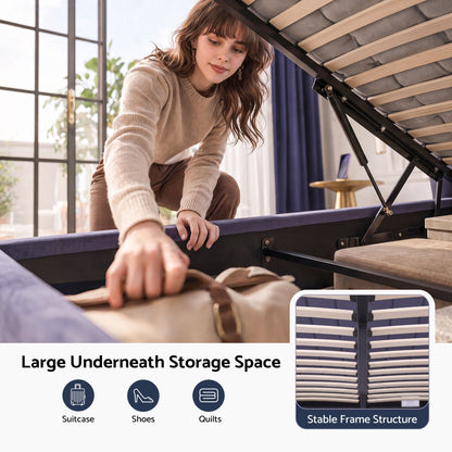 Artiss King Bed Frame with Lift Up Storage and USB Ports Grey