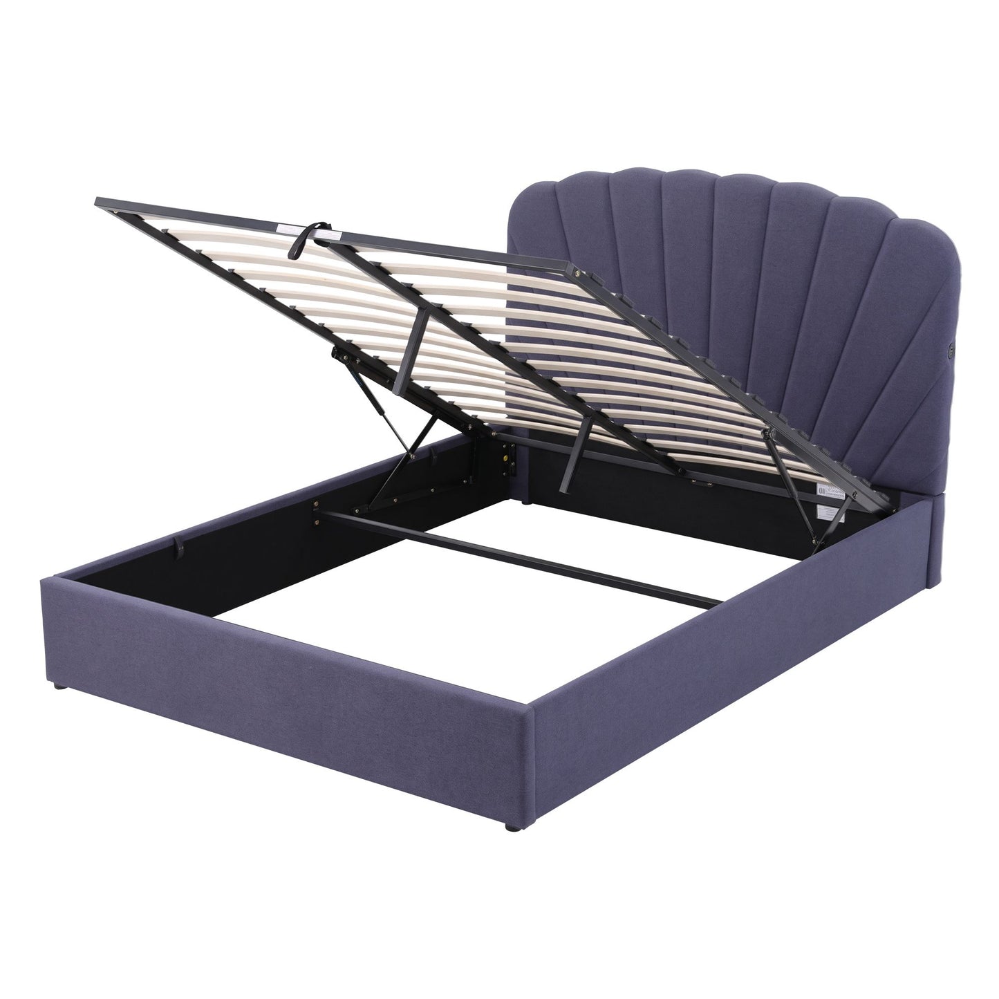 Artiss Queen Bed Frame with Lift Up Storage and USB Ports Grey