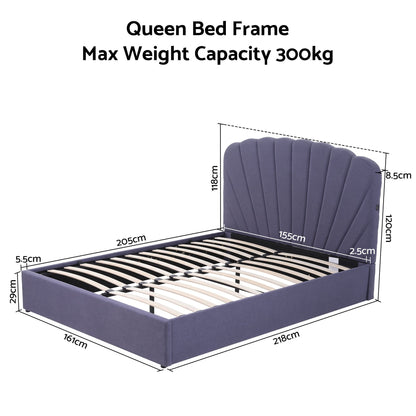 Artiss Queen Bed Frame with Lift Up Storage and USB Ports Grey