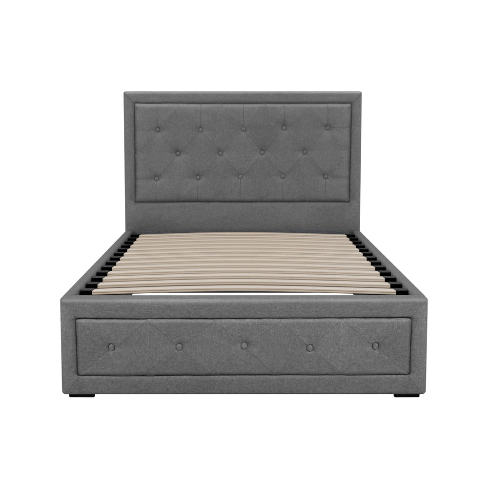 Artiss Bed Frame King Single Size Gas Lift Storage Mattress Base Wooden Grey