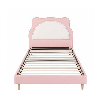 Artiss King Single Pink Kids Bed Frame for Girls Bedroom Cute Animal Upholstered