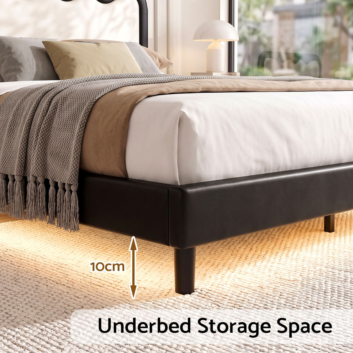 Artiss Queen Bed Frame, Floating Design with RGB LED and USB Charging