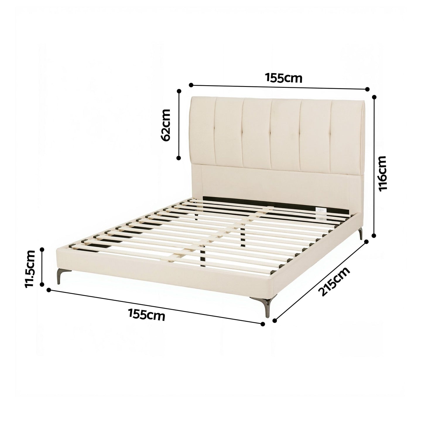 Artiss Queen Bed Frame Upholstered Platform Bed with Tufted Headboard 300kg Support