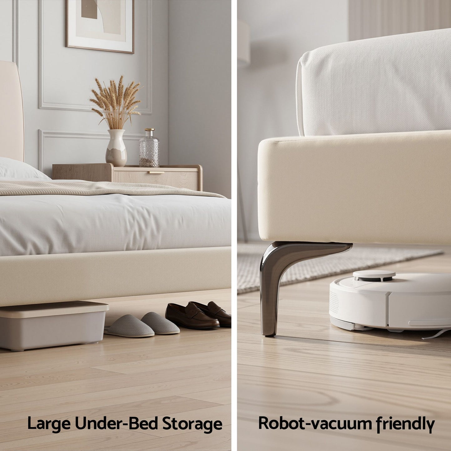 Artiss Queen Bed Frame Upholstered Platform Bed with Tufted Headboard 300kg Support