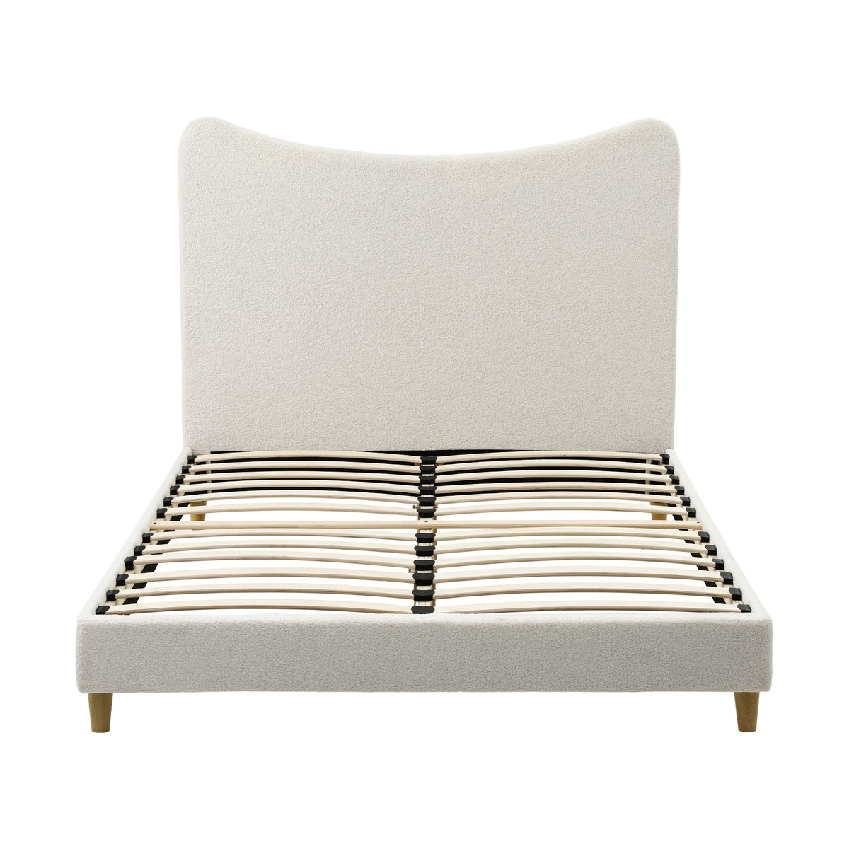 Artiss Double Bed Frame with Boucle Headboard, Beige, 300kg Capacity