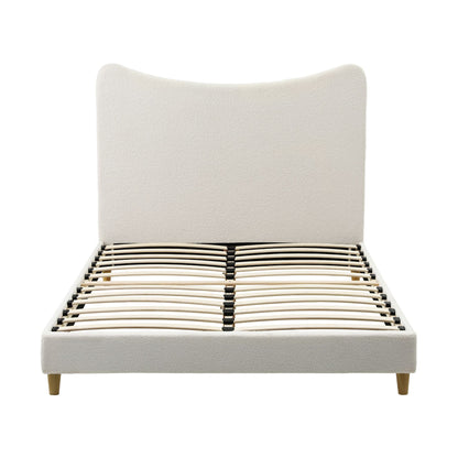 Artiss Double Bed Frame with Boucle Headboard, Beige, 300kg Capacity
