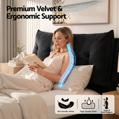 Artiss Queen Bed Frame with Horizontal Gas Lift Storage with LED Light USB Type-C Charging Station Black Velvet